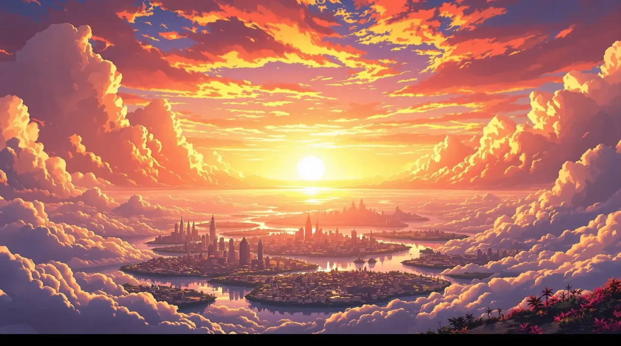 日本动漫网站云海幻想世界巨幕背景